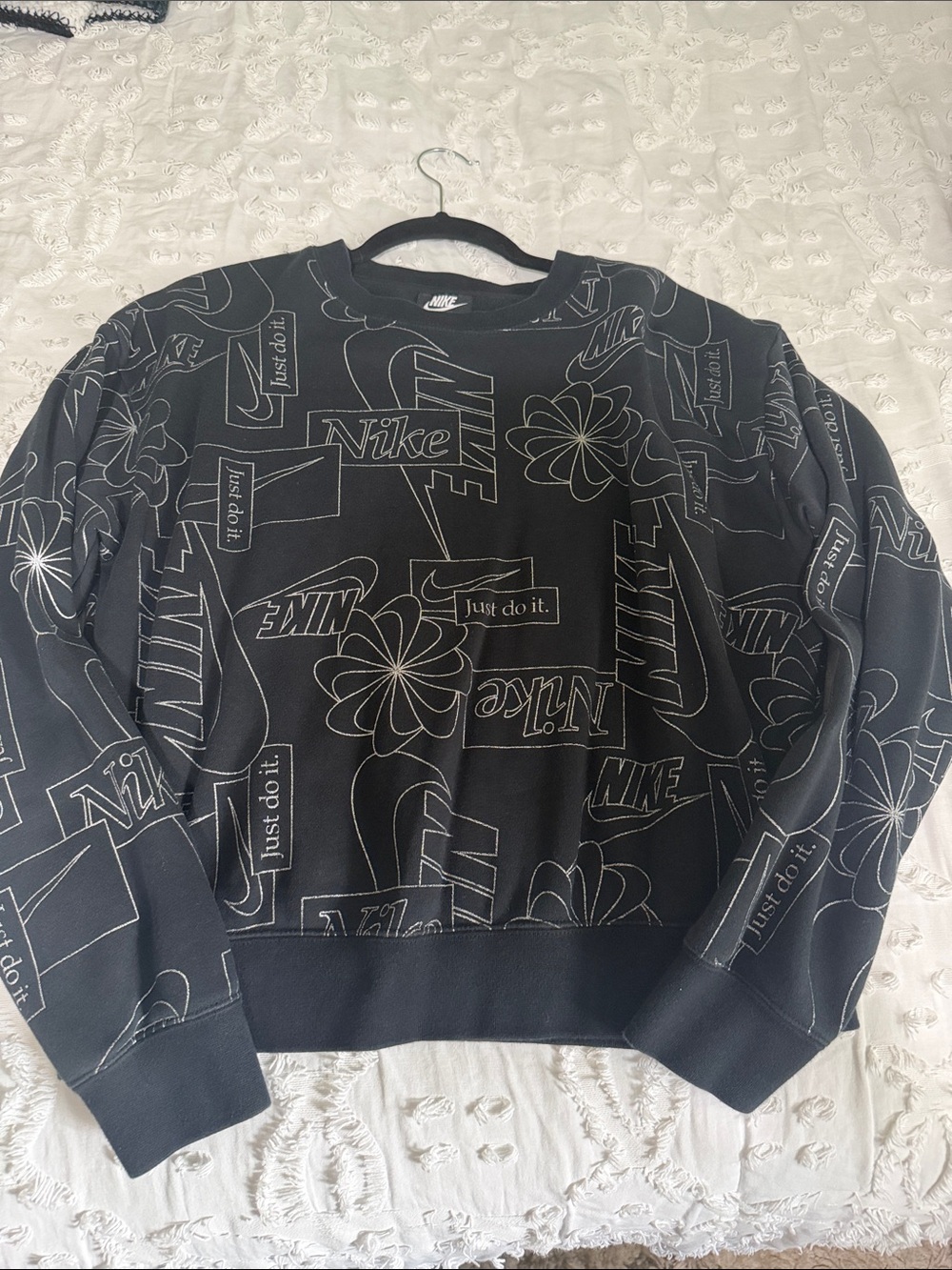 Nike Black All-Over Logo Crewneck Sweatshirt